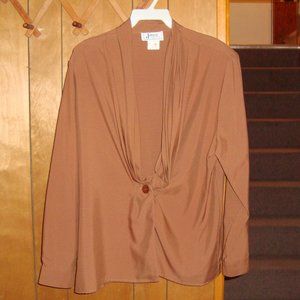 Joyce Women's Brown 100% Polyester Button Front Sh